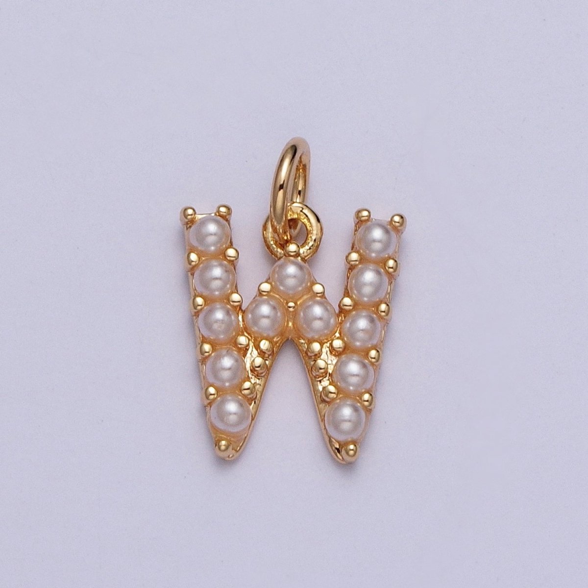 Mini Alphabet Pearl Charm Tiny Pearl Initial Charm 16K Gold Filled Charm for Personalized Jewelry | M001-M020, M043-M048 - DLUXCA