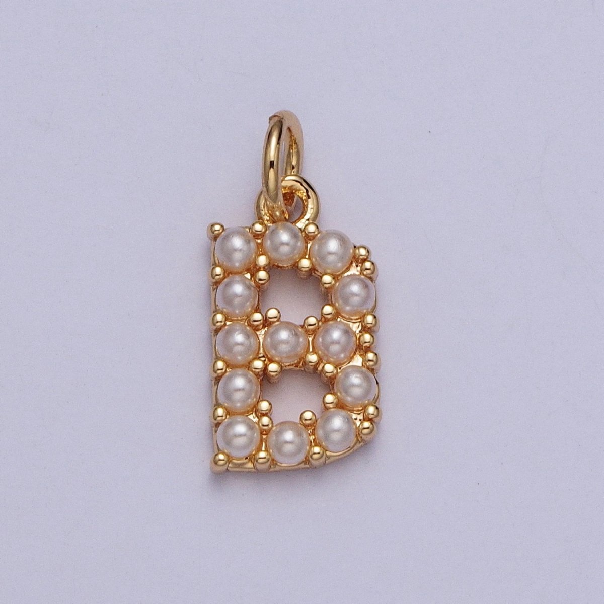 Mini Alphabet Pearl Charm Tiny Pearl Initial Charm 16K Gold Filled Charm for Personalized Jewelry | M001-M020, M043-M048 - DLUXCA