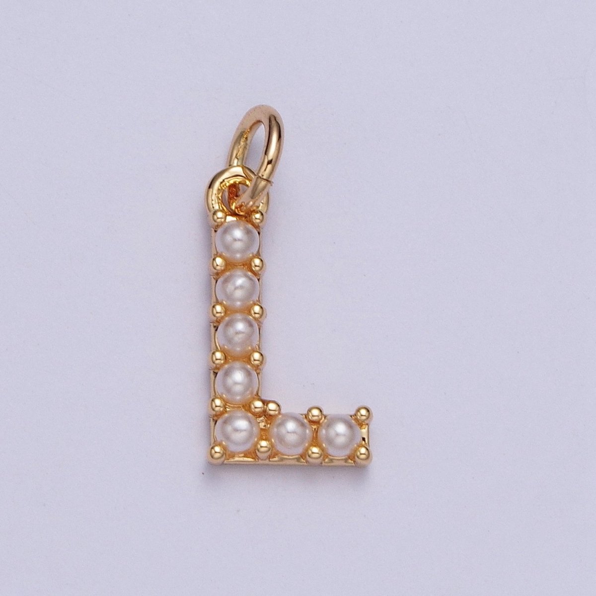 Mini Alphabet Pearl Charm Tiny Pearl Initial Charm 16K Gold Filled Charm for Personalized Jewelry | M001-M020, M043-M048 - DLUXCA