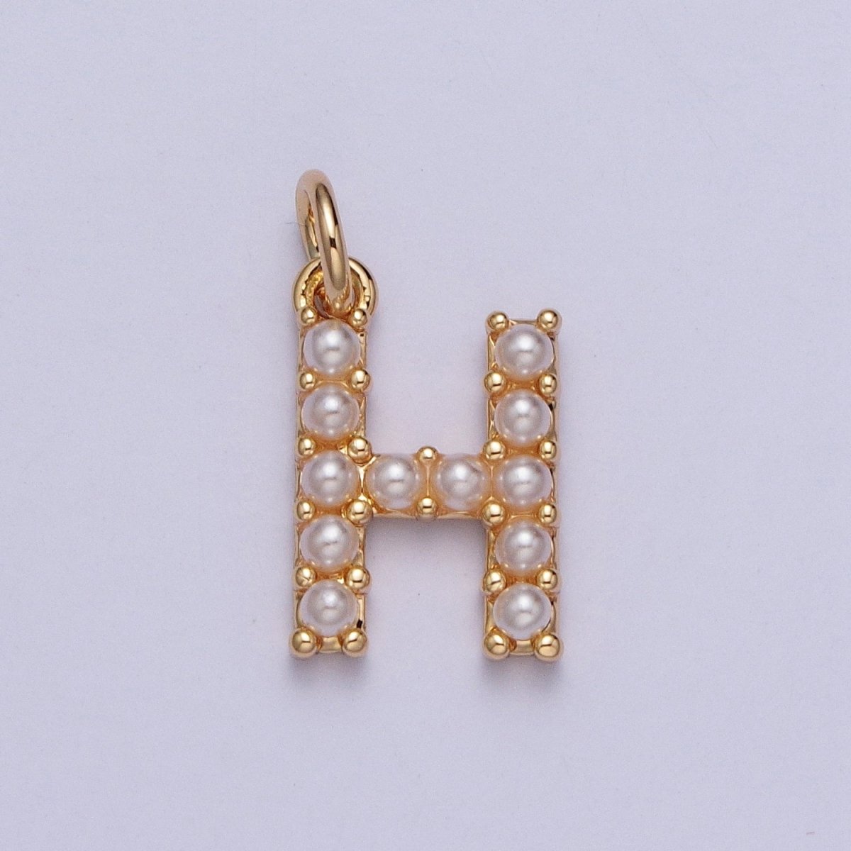 Mini Alphabet Pearl Charm Tiny Pearl Initial Charm 16K Gold Filled Charm for Personalized Jewelry | M001-M020, M043-M048 - DLUXCA