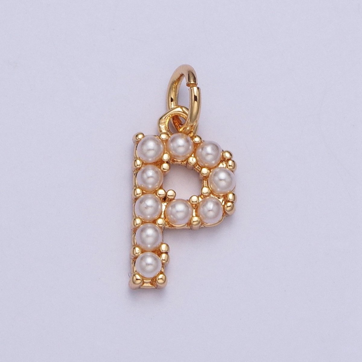 Mini Alphabet Pearl Charm Tiny Pearl Initial Charm 16K Gold Filled Charm for Personalized Jewelry | M001-M020, M043-M048 - DLUXCA