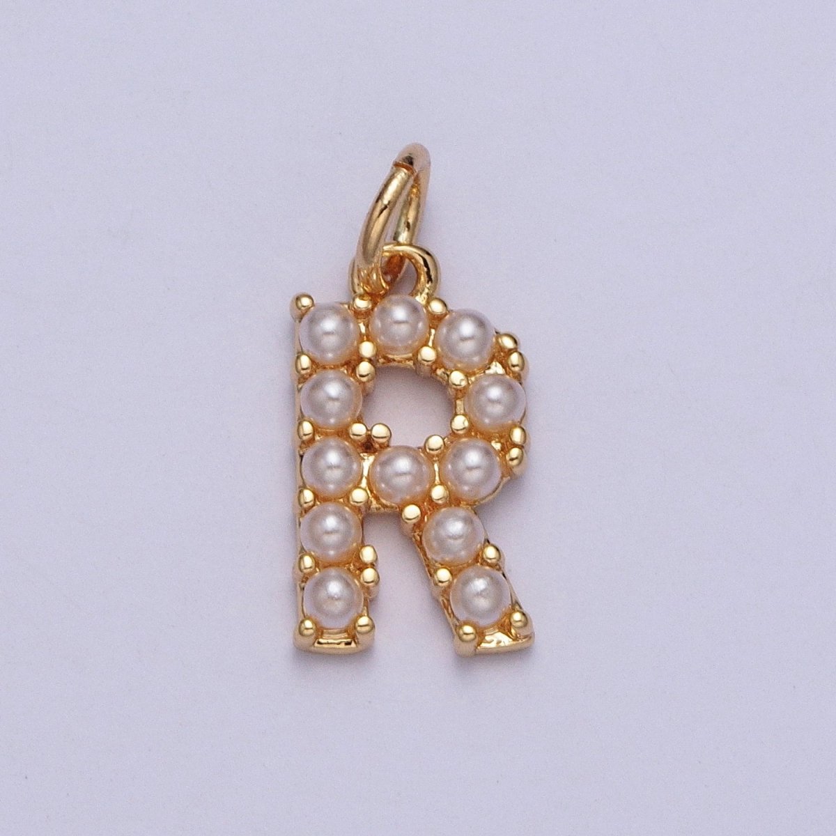 Mini Alphabet Pearl Charm Tiny Pearl Initial Charm 16K Gold Filled Charm for Personalized Jewelry | M001-M020, M043-M048 - DLUXCA