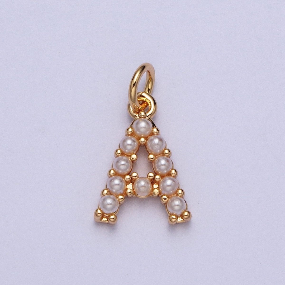 Mini Alphabet Pearl Charm Tiny Pearl Initial Charm 16K Gold Filled Charm for Personalized Jewelry | M001-M020, M043-M048 - DLUXCA