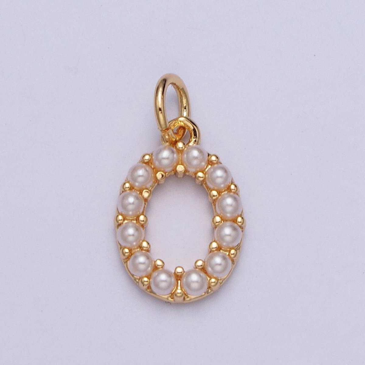 Mini Alphabet Pearl Charm Tiny Pearl Initial Charm 16K Gold Filled Charm for Personalized Jewelry | M001-M020, M043-M048 - DLUXCA