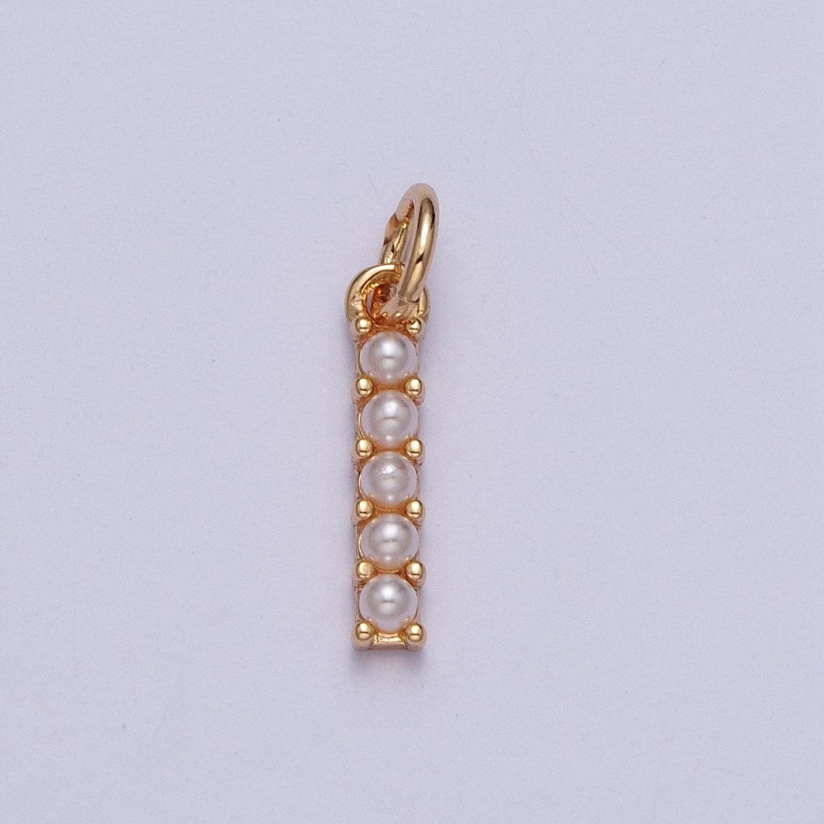 Mini Alphabet Pearl Charm Tiny Pearl Initial Charm 16K Gold Filled Charm for Personalized Jewelry | M001-M020, M043-M048 - DLUXCA