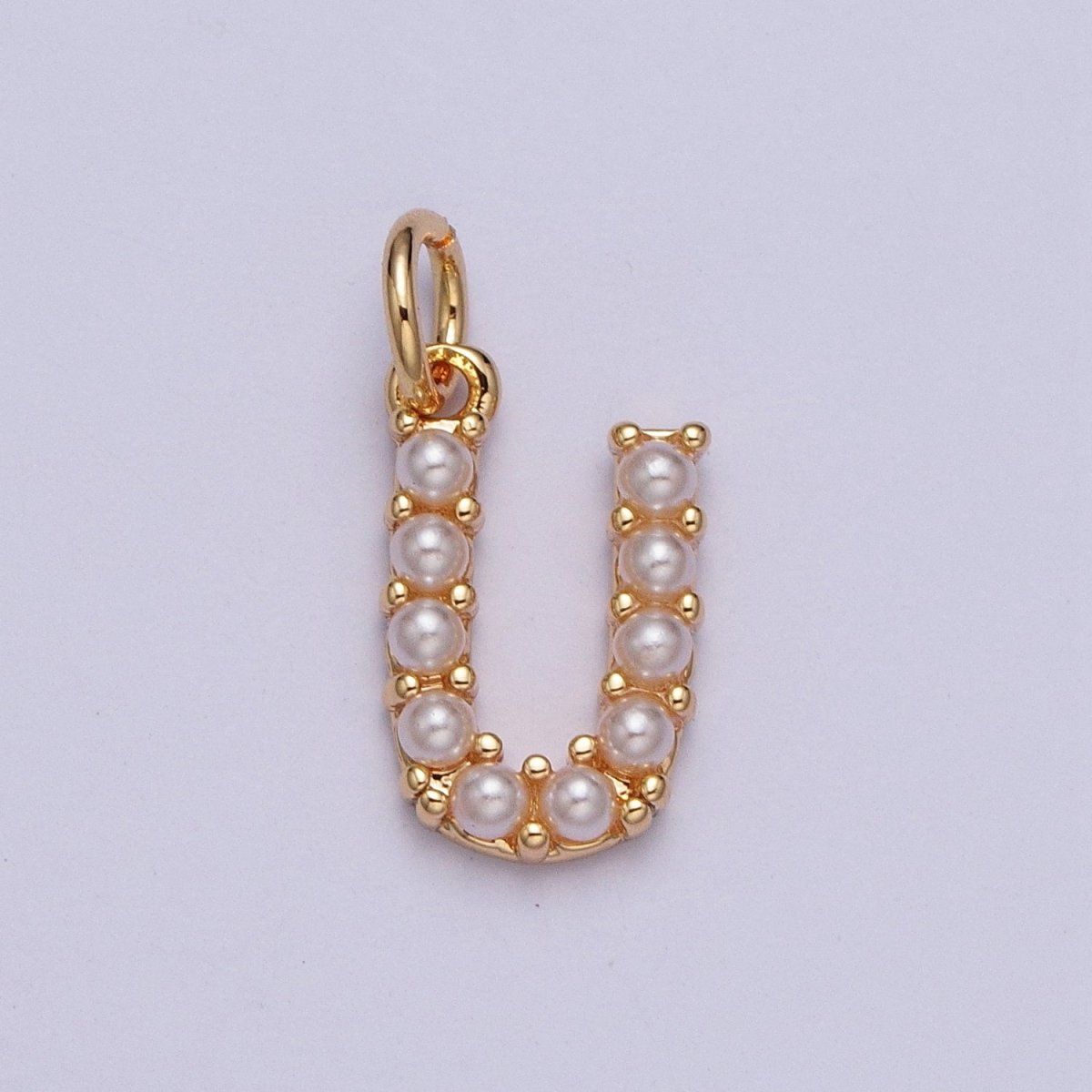 Mini Alphabet Pearl Charm Tiny Pearl Initial Charm 16K Gold Filled Charm for Personalized Jewelry | M001-M020, M043-M048 - DLUXCA
