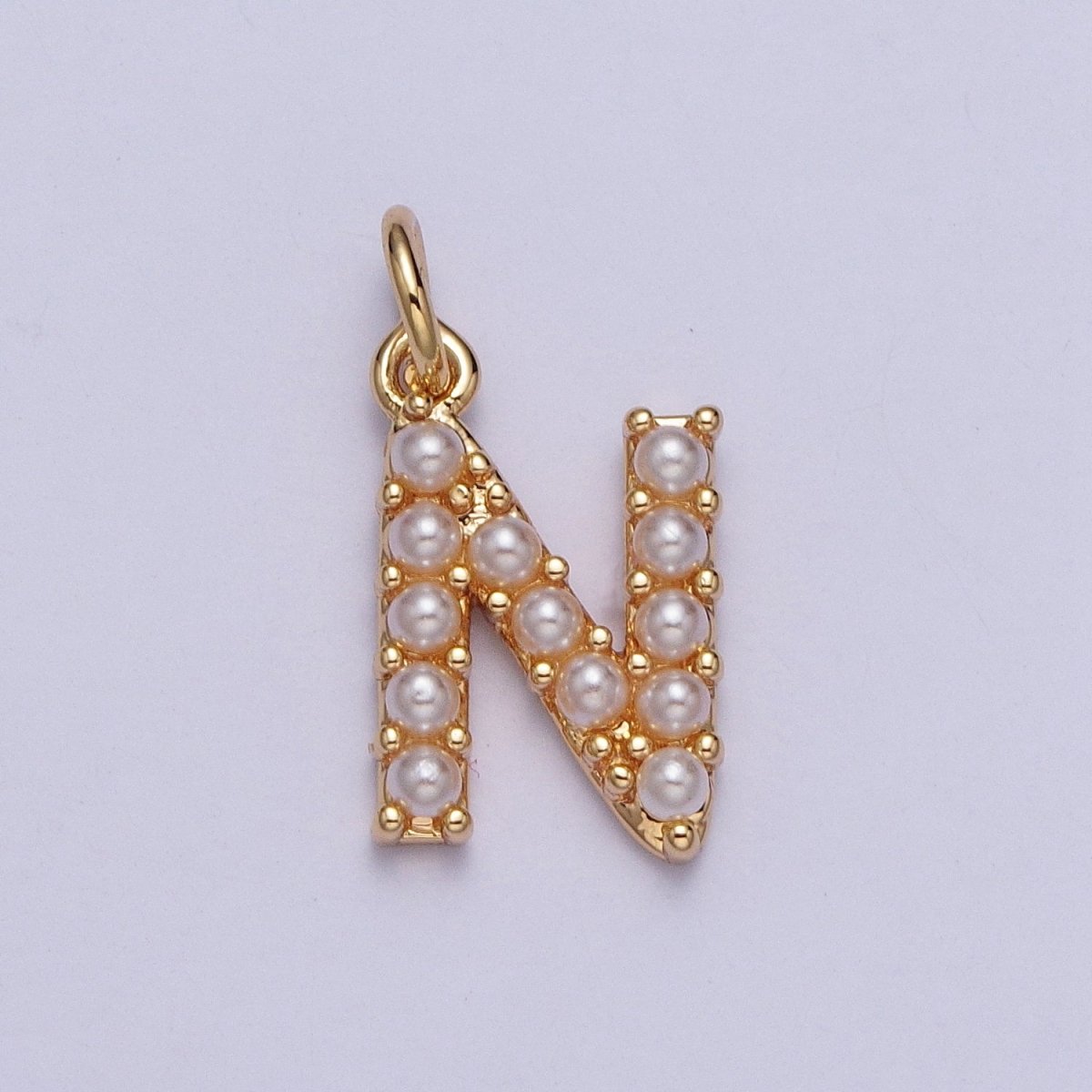 Mini Alphabet Pearl Charm Tiny Pearl Initial Charm 16K Gold Filled Charm for Personalized Jewelry | M001-M020, M043-M048 - DLUXCA