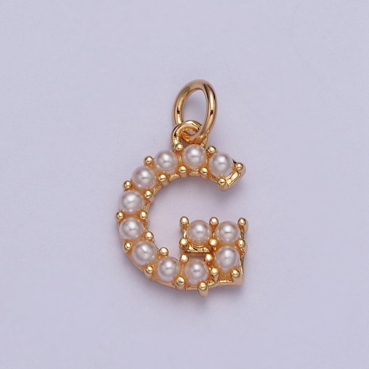 Mini Alphabet Pearl Charm Tiny Pearl Initial Charm 16K Gold Filled Charm for Personalized Jewelry | M001-M020, M043-M048 - DLUXCA