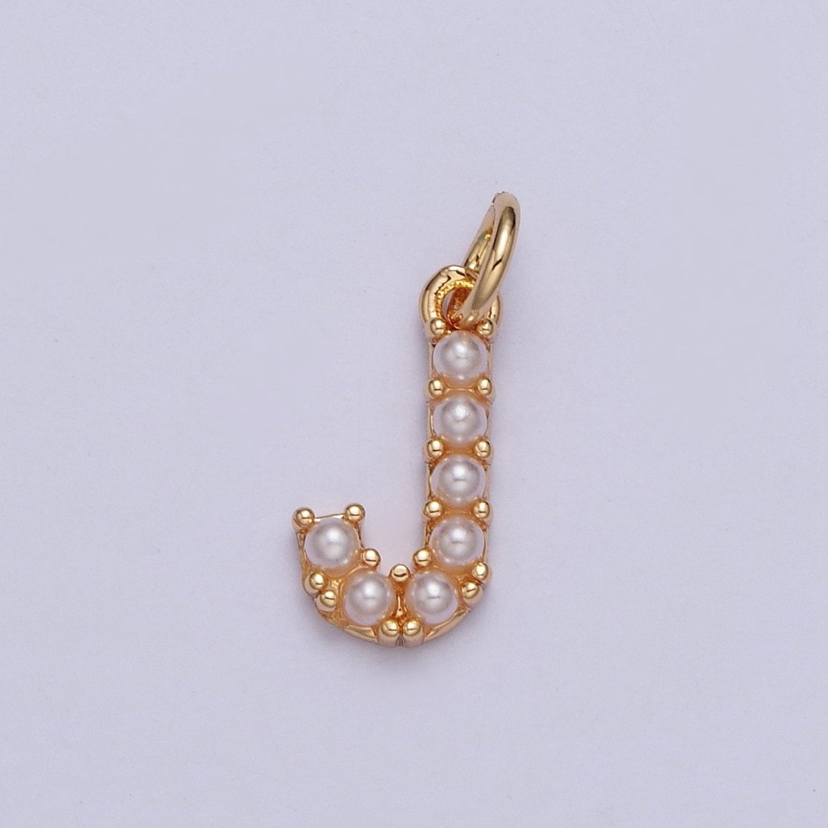 Mini Alphabet Pearl Charm Tiny Pearl Initial Charm 16K Gold Filled Charm for Personalized Jewelry | M001-M020, M043-M048 - DLUXCA