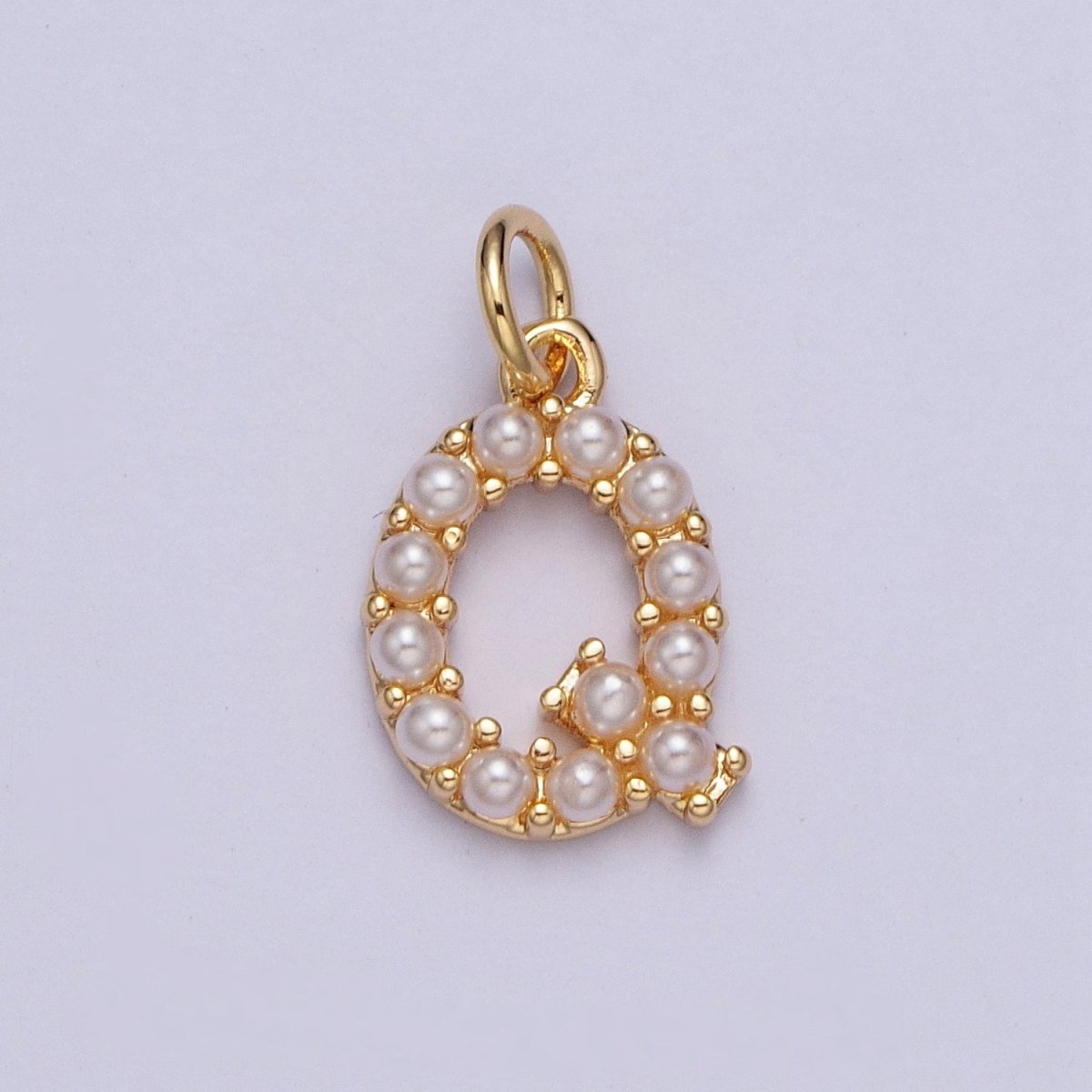 Mini Alphabet Pearl Charm Tiny Pearl Initial Charm 16K Gold Filled Charm for Personalized Jewelry | M001-M020, M043-M048 - DLUXCA