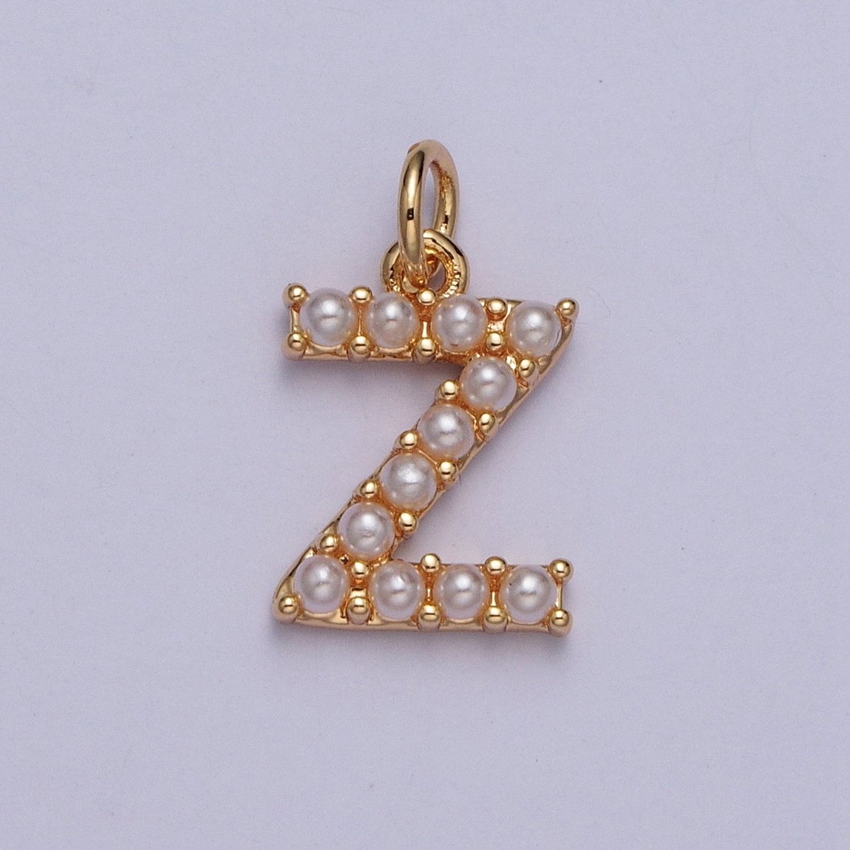 Mini Alphabet Pearl Charm Tiny Pearl Initial Charm 16K Gold Filled Charm for Personalized Jewelry | M001-M020, M043-M048 - DLUXCA