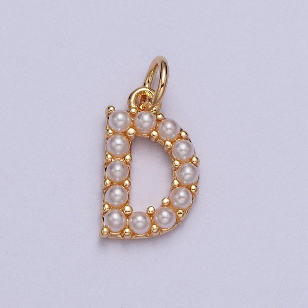 Mini Alphabet Pearl Charm Tiny Pearl Initial Charm 16K Gold Filled Charm for Personalized Jewelry | M001-M020, M043-M048 - DLUXCA