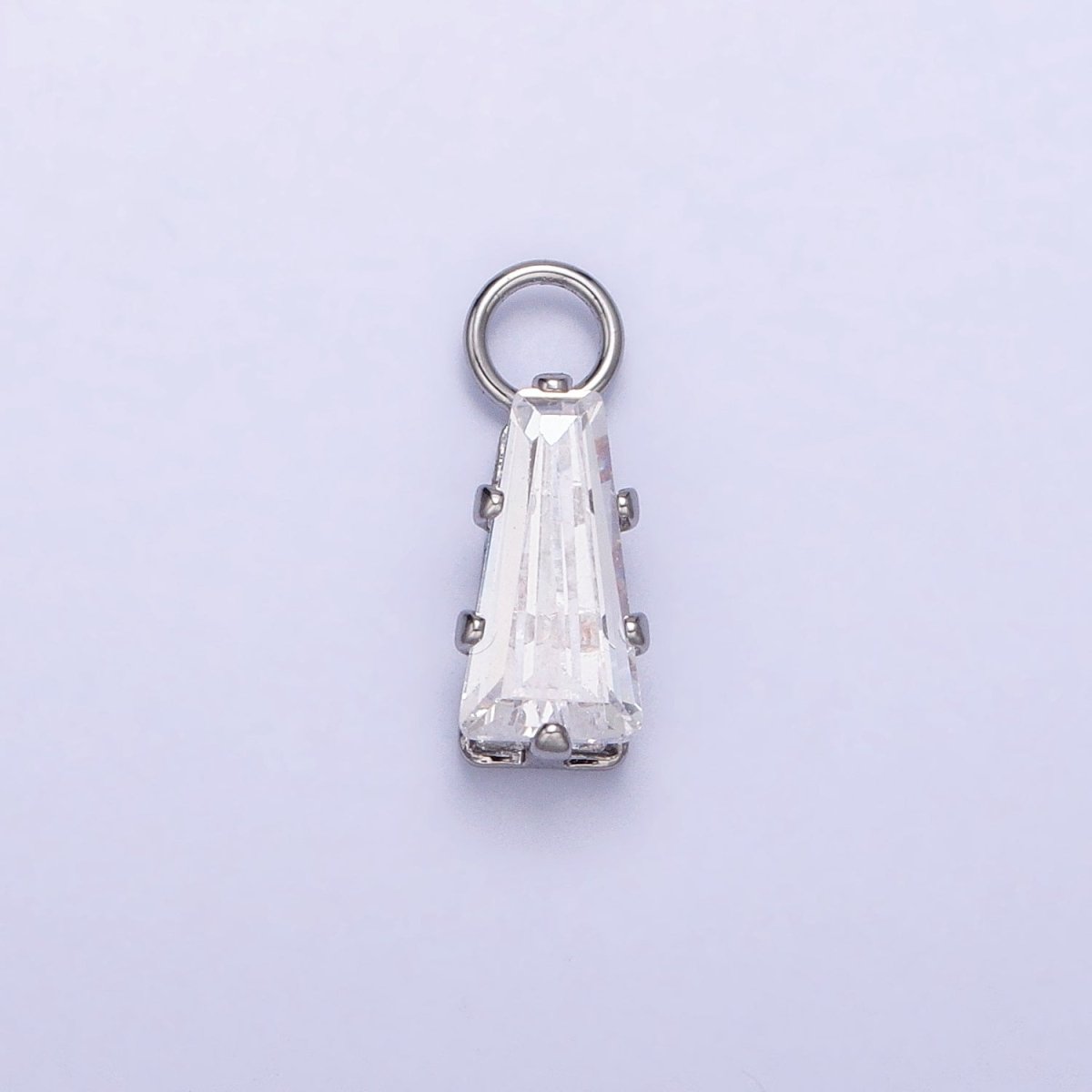 Mini Baguette Cubic Zirconia Charm, Tiny Clear CZ Charm in Gold Silver for Jewelry Making Supply AC422 AC423 - DLUXCA