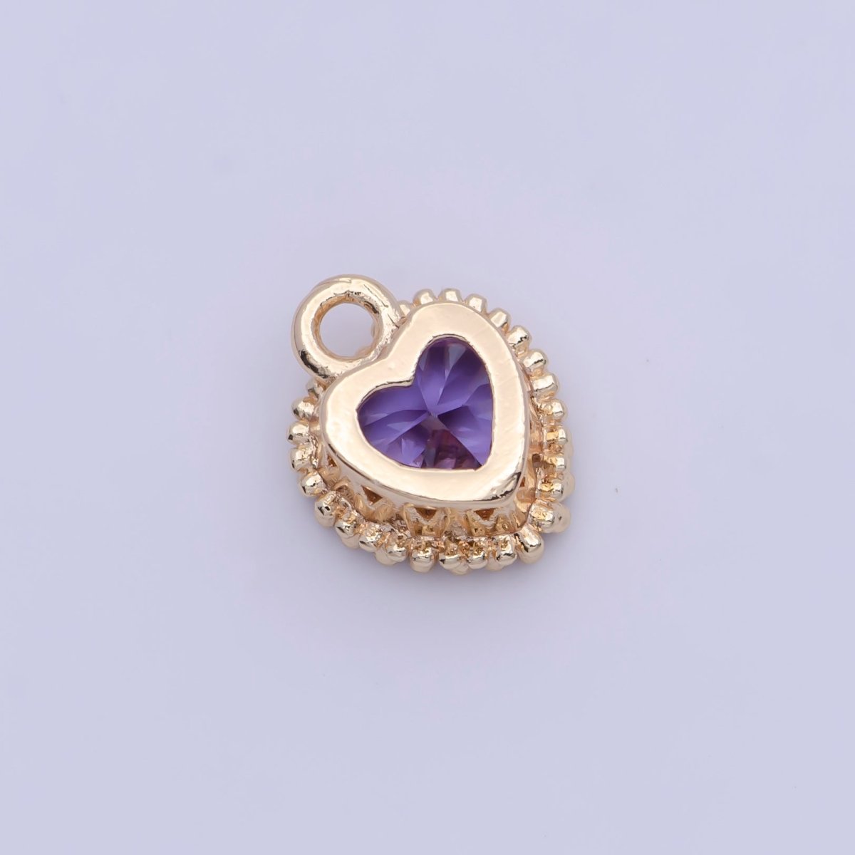 Mini BIRTHSTONE Cubic Zirconia Heart Gold Charm Add on Component For Jewelry Making | C-066 C-088 C-098 C-106 C-192 C-195 AG-144~AG-149 - DLUXCA