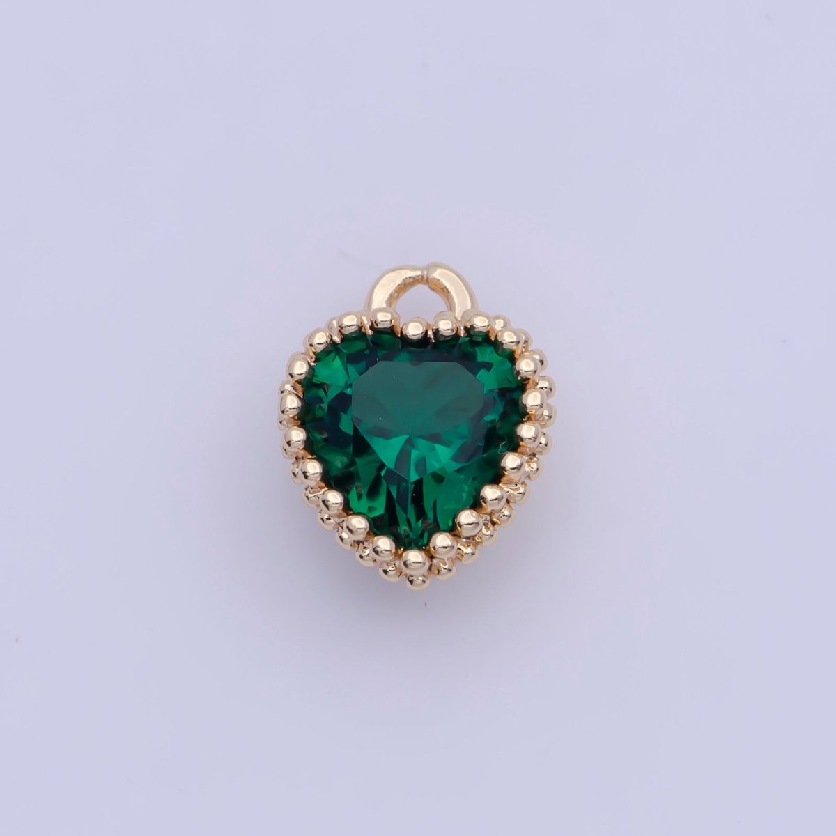 Mini BIRTHSTONE Cubic Zirconia Heart Gold Charm Add on Component For Jewelry Making | C-066 C-088 C-098 C-106 C-192 C-195 AG-144~AG-149 - DLUXCA
