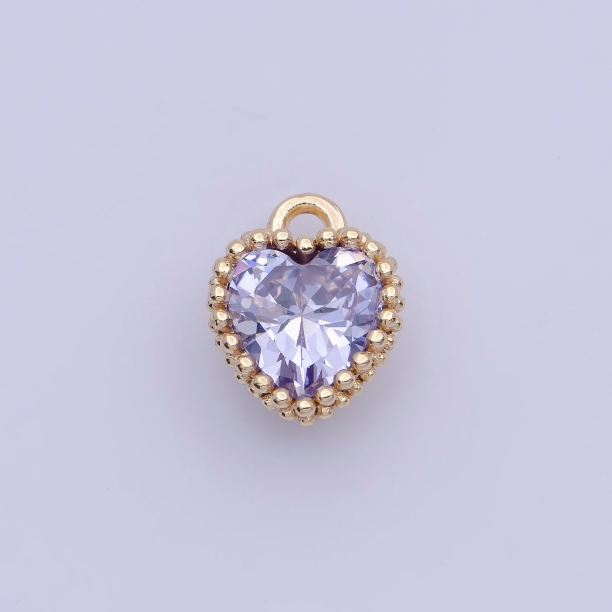 Mini BIRTHSTONE Cubic Zirconia Heart Gold Charm Add on Component For Jewelry Making | C-066 C-088 C-098 C-106 C-192 C-195 AG-144~AG-149 - DLUXCA