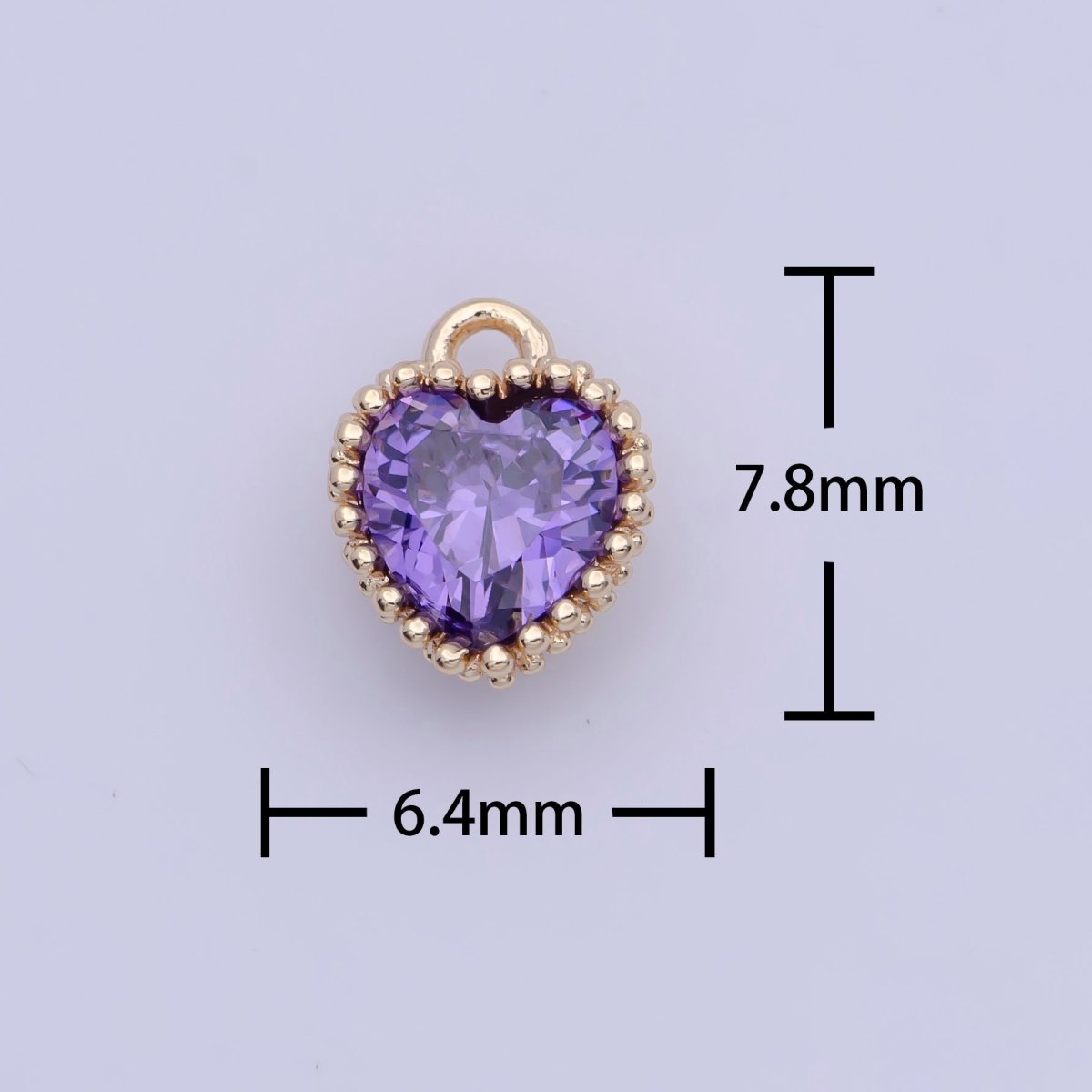 Mini BIRTHSTONE Cubic Zirconia Heart Gold Charm Add on Component For Jewelry Making | C-066 C-088 C-098 C-106 C-192 C-195 AG-144~AG-149 - DLUXCA