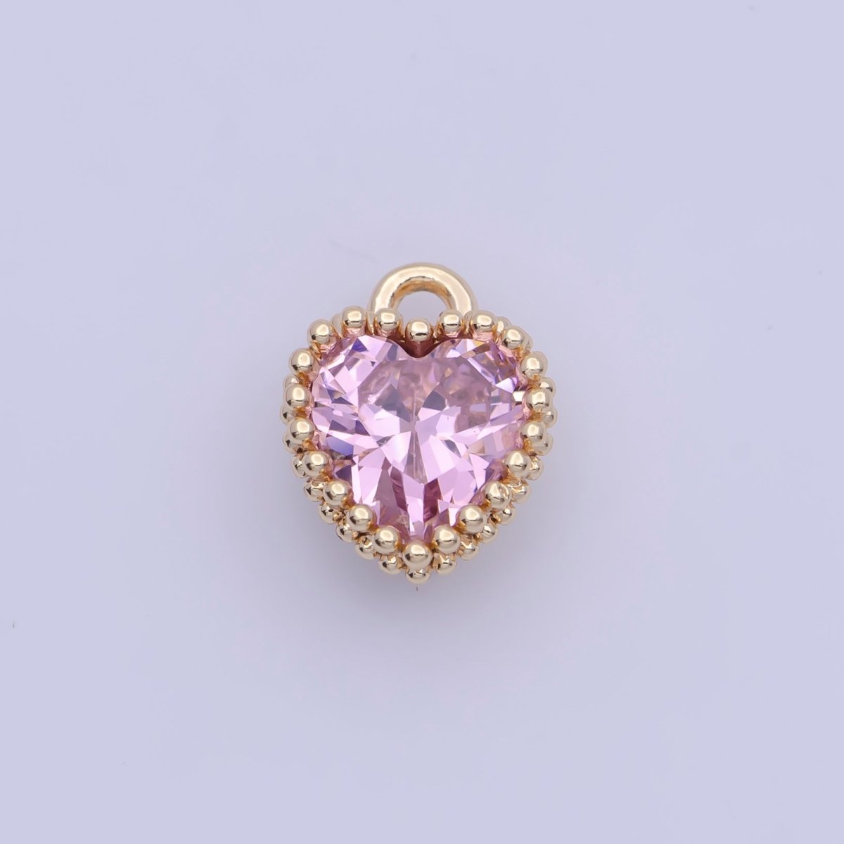 Mini BIRTHSTONE Cubic Zirconia Heart Gold Charm Add on Component For Jewelry Making | C-066 C-088 C-098 C-106 C-192 C-195 AG-144~AG-149 - DLUXCA