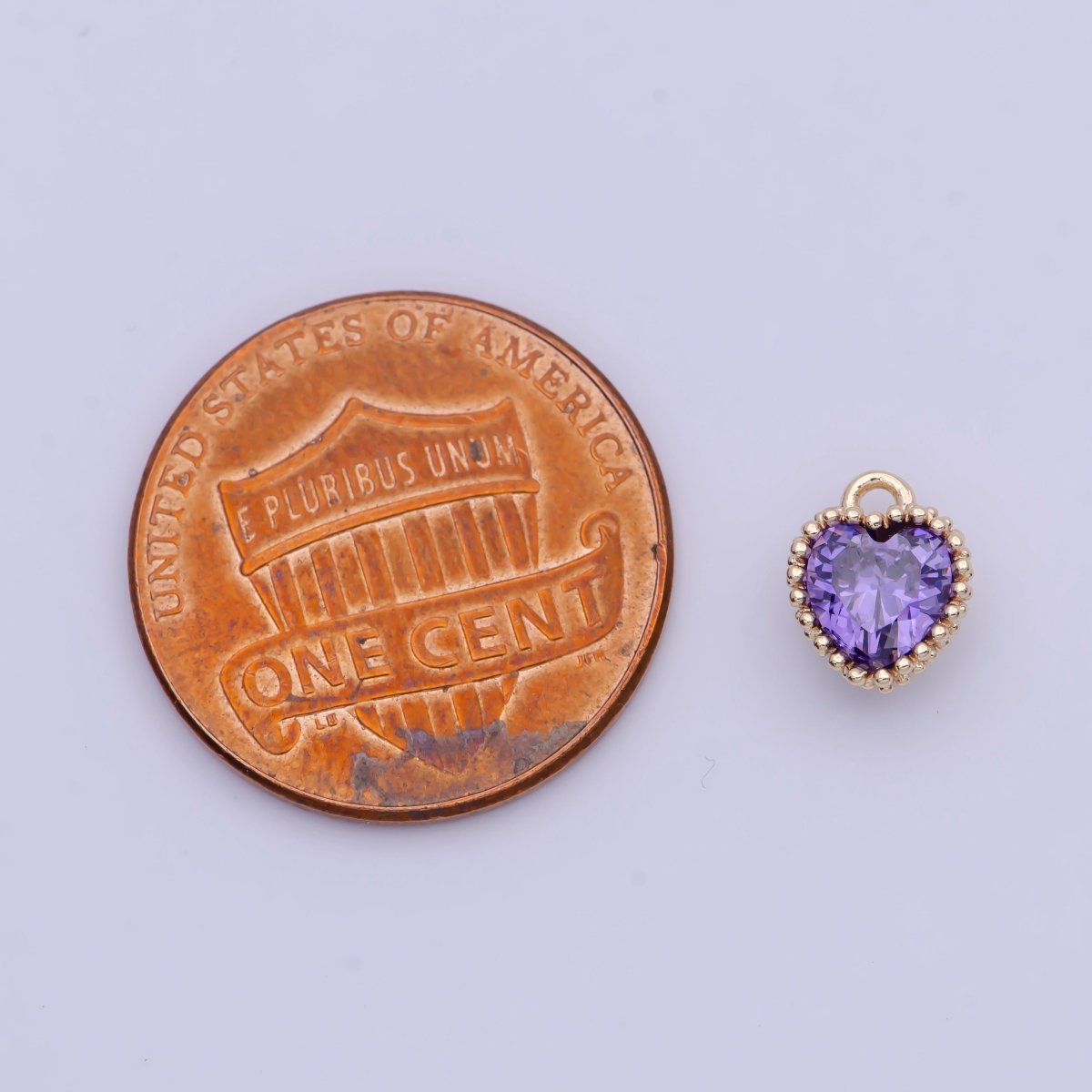 Mini BIRTHSTONE Cubic Zirconia Heart Gold Charm Add on Component For Jewelry Making | C-066 C-088 C-098 C-106 C-192 C-195 AG-144~AG-149 - DLUXCA