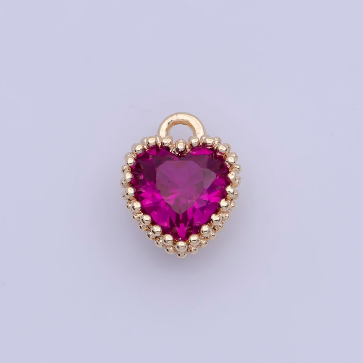 Mini BIRTHSTONE Cubic Zirconia Heart Gold Charm Add on Component For Jewelry Making | C-066 C-088 C-098 C-106 C-192 C-195 AG-144~AG-149 - DLUXCA