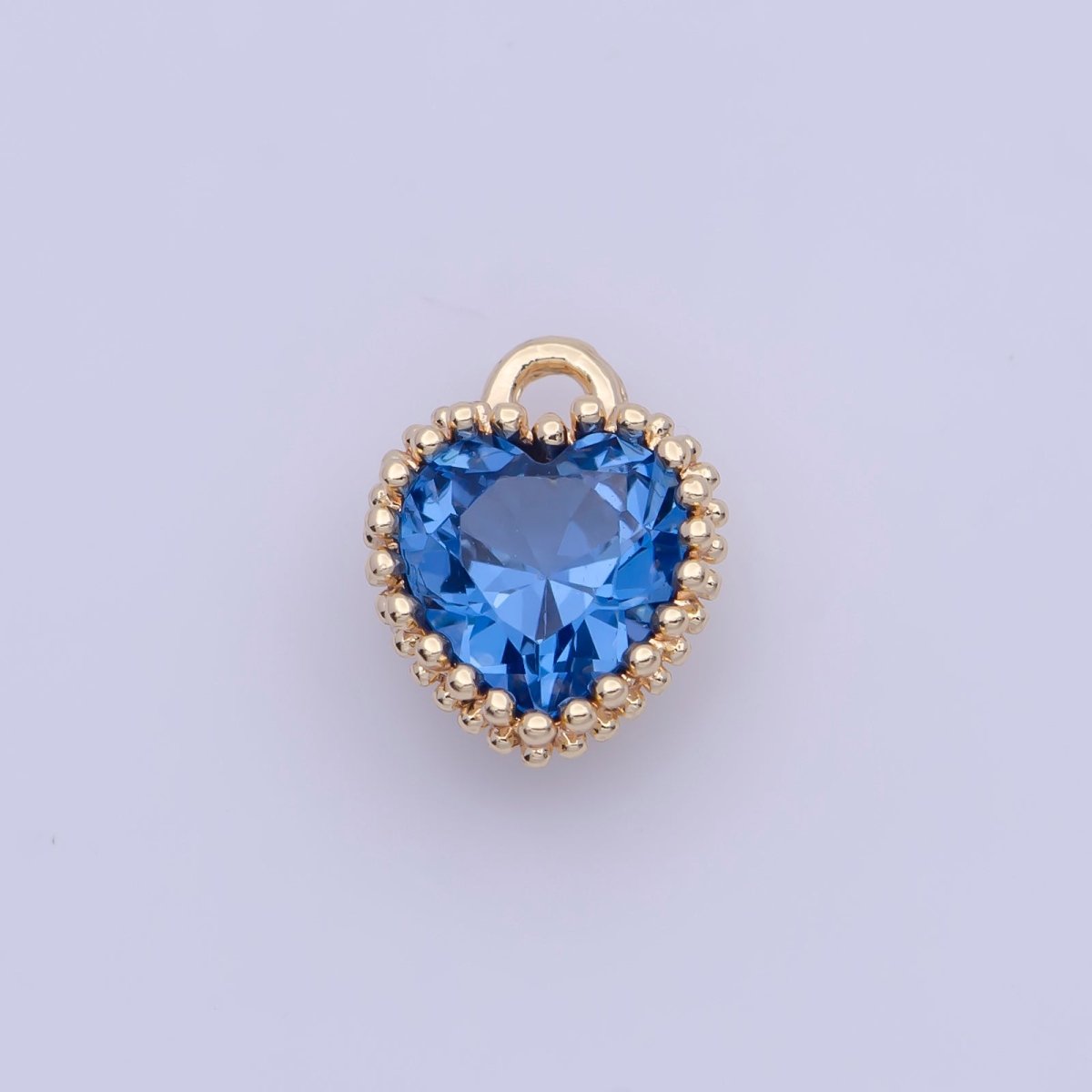 Mini BIRTHSTONE Cubic Zirconia Heart Gold Charm Add on Component For Jewelry Making | C-066 C-088 C-098 C-106 C-192 C-195 AG-144~AG-149 - DLUXCA