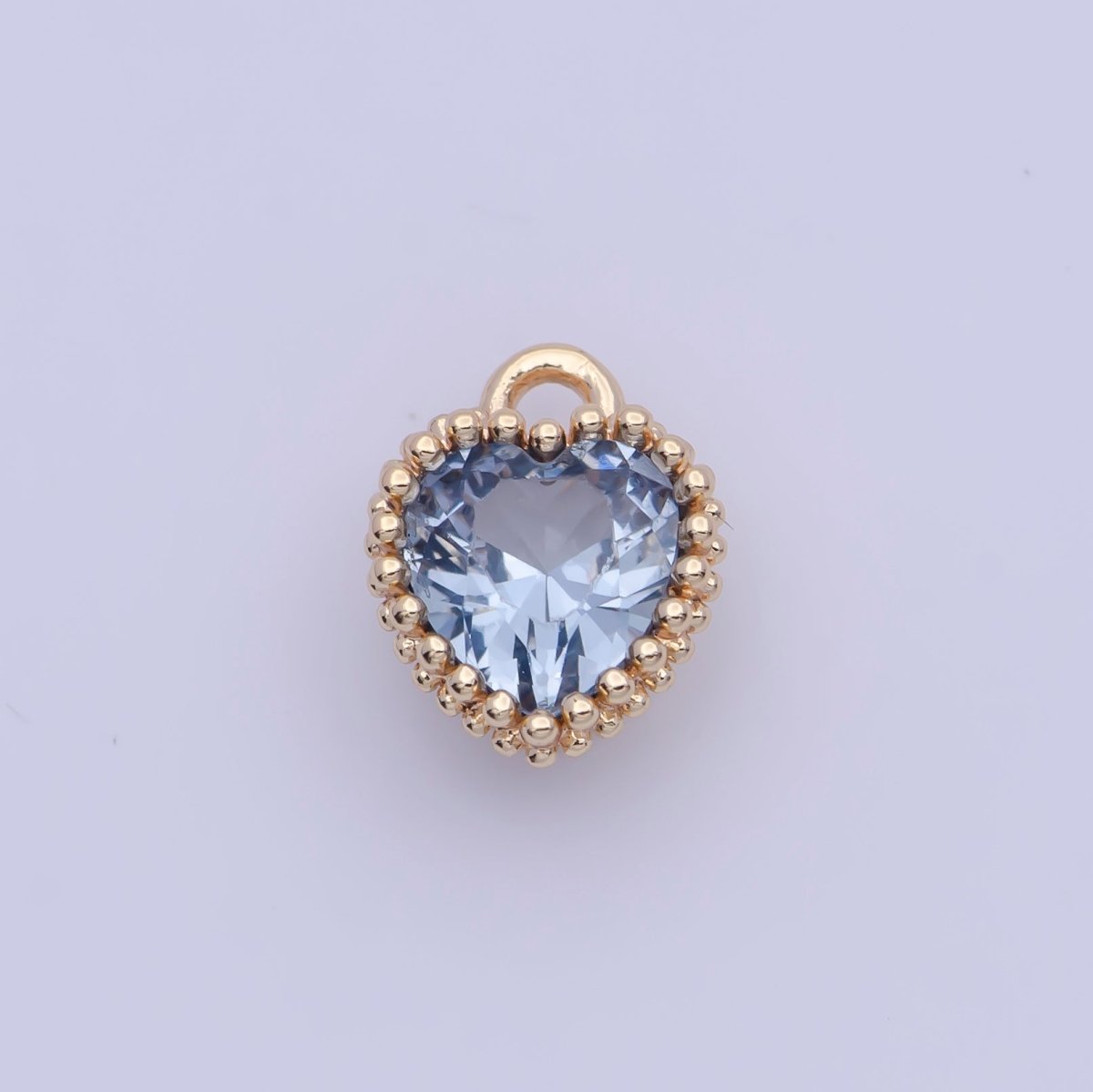 Mini BIRTHSTONE Cubic Zirconia Heart Gold Charm Add on Component For Jewelry Making | C-066 C-088 C-098 C-106 C-192 C-195 AG-144~AG-149 - DLUXCA