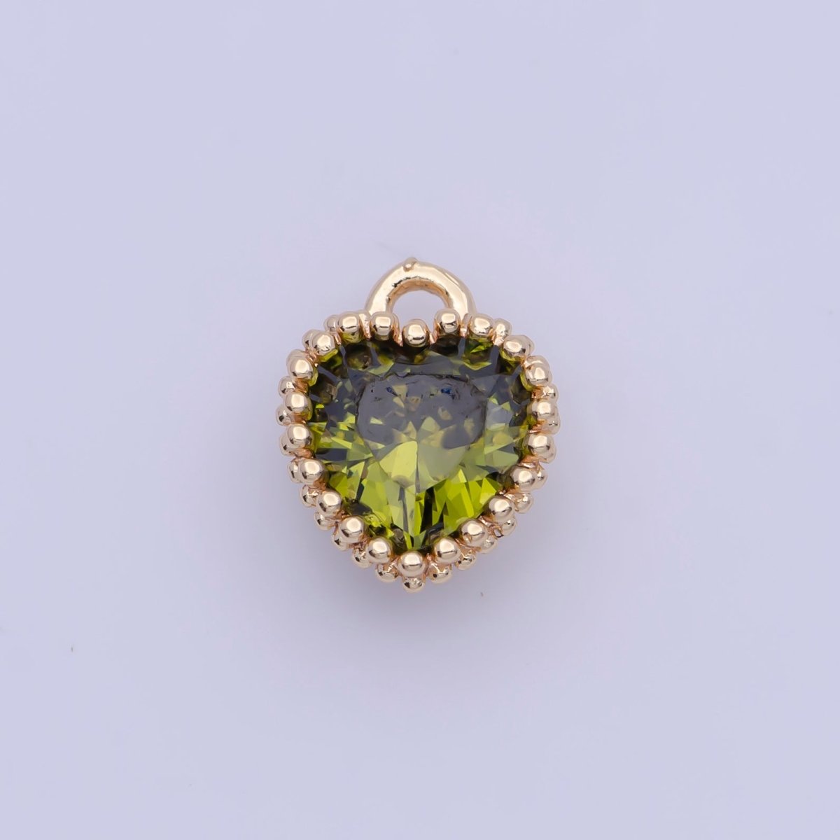 Mini BIRTHSTONE Cubic Zirconia Heart Gold Charm Add on Component For Jewelry Making | C-066 C-088 C-098 C-106 C-192 C-195 AG-144~AG-149 - DLUXCA