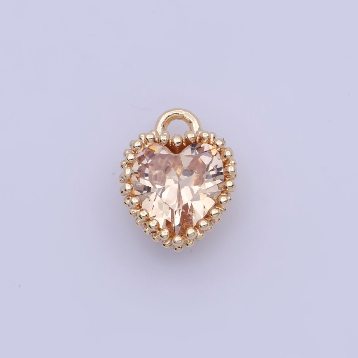 Mini BIRTHSTONE Cubic Zirconia Heart Gold Charm Add on Component For Jewelry Making | C-066 C-088 C-098 C-106 C-192 C-195 AG-144~AG-149 - DLUXCA