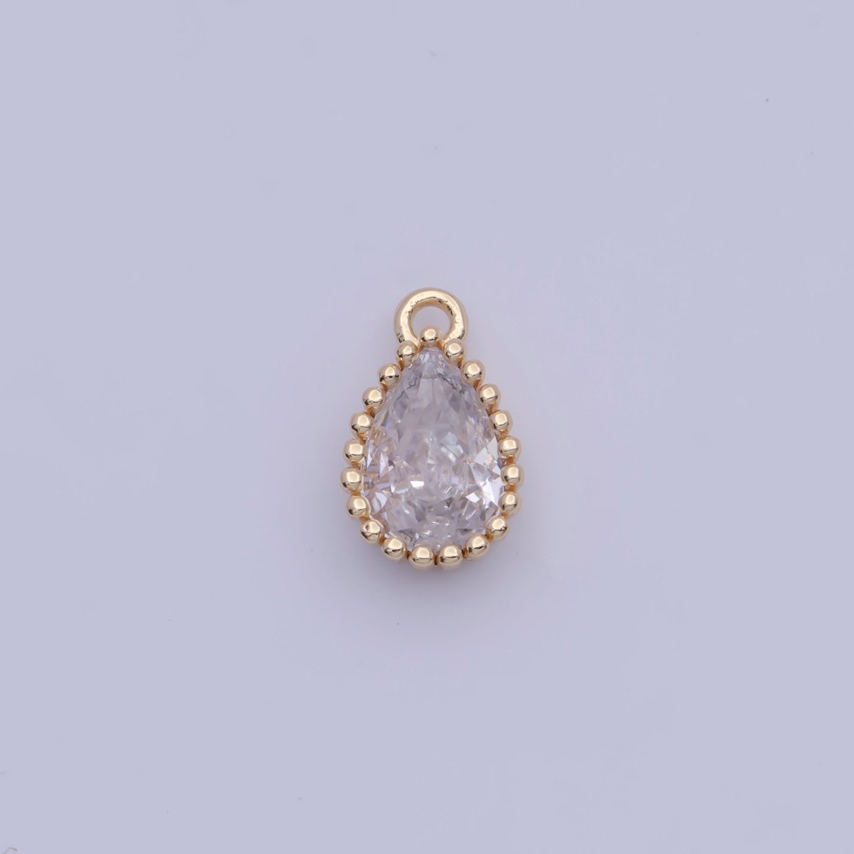 Mini BIRTHSTONE Cubic Zirconia Teardrop Gold Charm Component Add on For Jewelry Making C-230 C-265 C-291 C-297 C-315 C-337 C-363 C-365 AG-140~AG-143 - DLUXCA