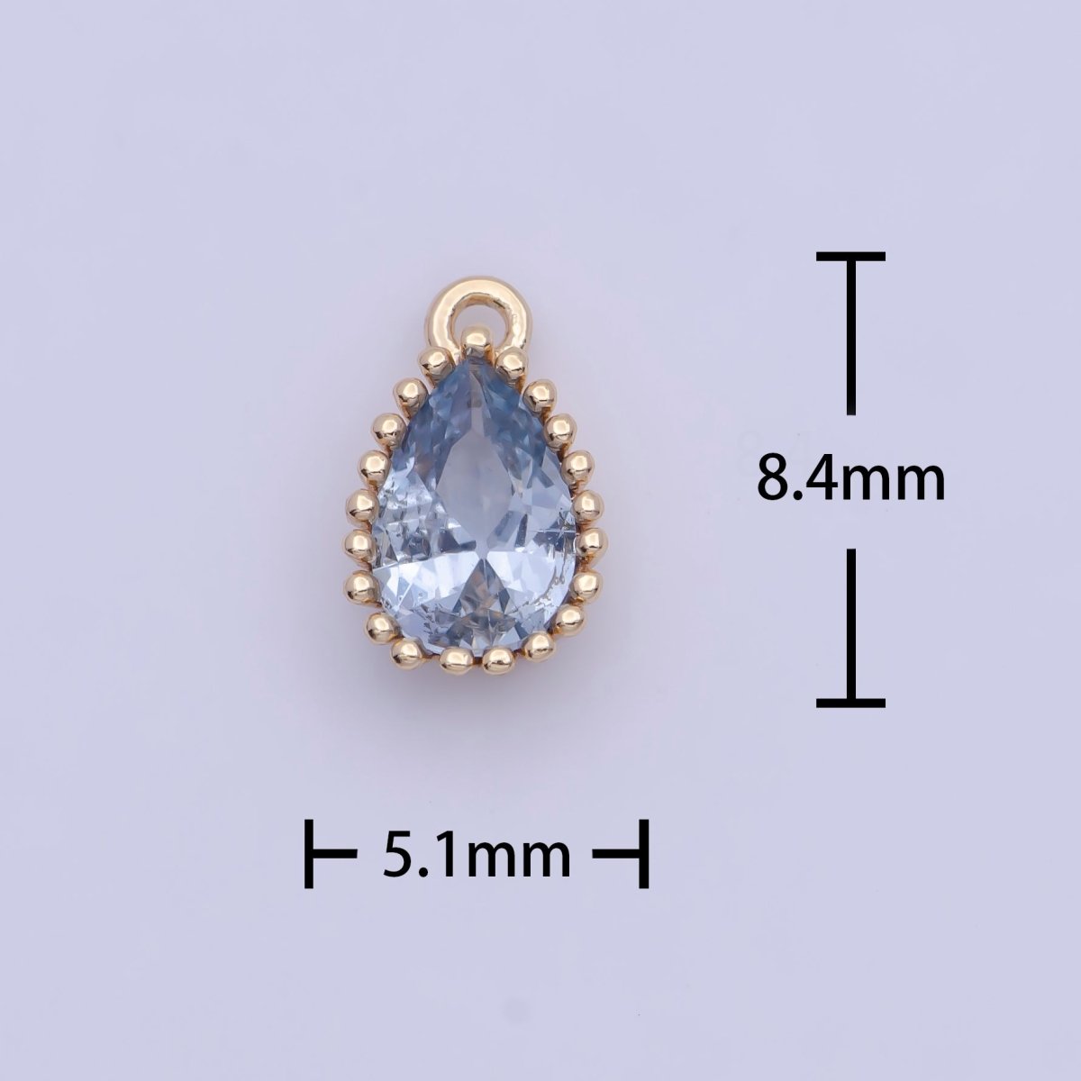 Mini BIRTHSTONE Cubic Zirconia Teardrop Gold Charm Component Add on For Jewelry Making C-230 C-265 C-291 C-297 C-315 C-337 C-363 C-365 AG-140~AG-143 - DLUXCA