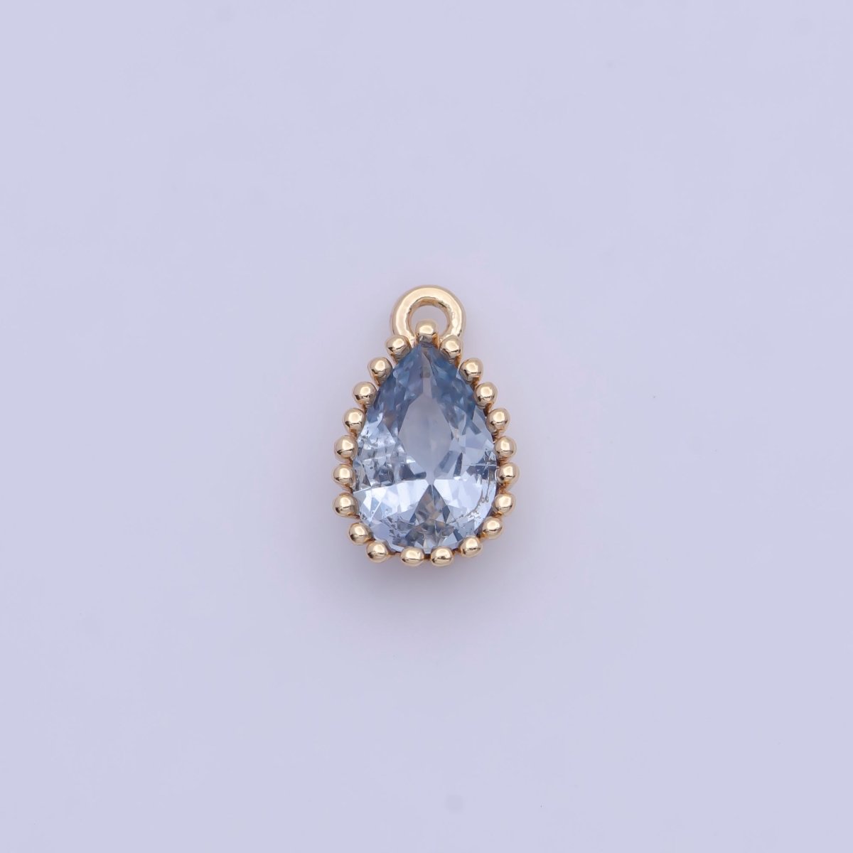 Mini BIRTHSTONE Cubic Zirconia Teardrop Gold Charm Component Add on For Jewelry Making C-230 C-265 C-291 C-297 C-315 C-337 C-363 C-365 AG-140~AG-143 - DLUXCA