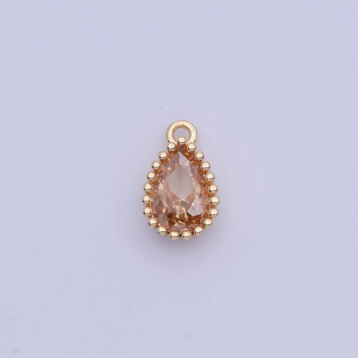 Mini BIRTHSTONE Cubic Zirconia Teardrop Gold Charm Component Add on For Jewelry Making C-230 C-265 C-291 C-297 C-315 C-337 C-363 C-365 AG-140~AG-143 - DLUXCA