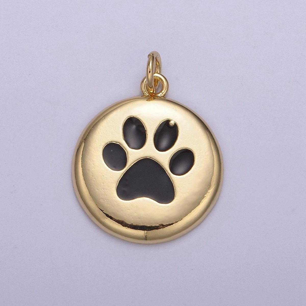 Mini Black Gold Dog Paw Print Animal Foot Charm for Bracelet Necklace Add on N-857 - DLUXCA