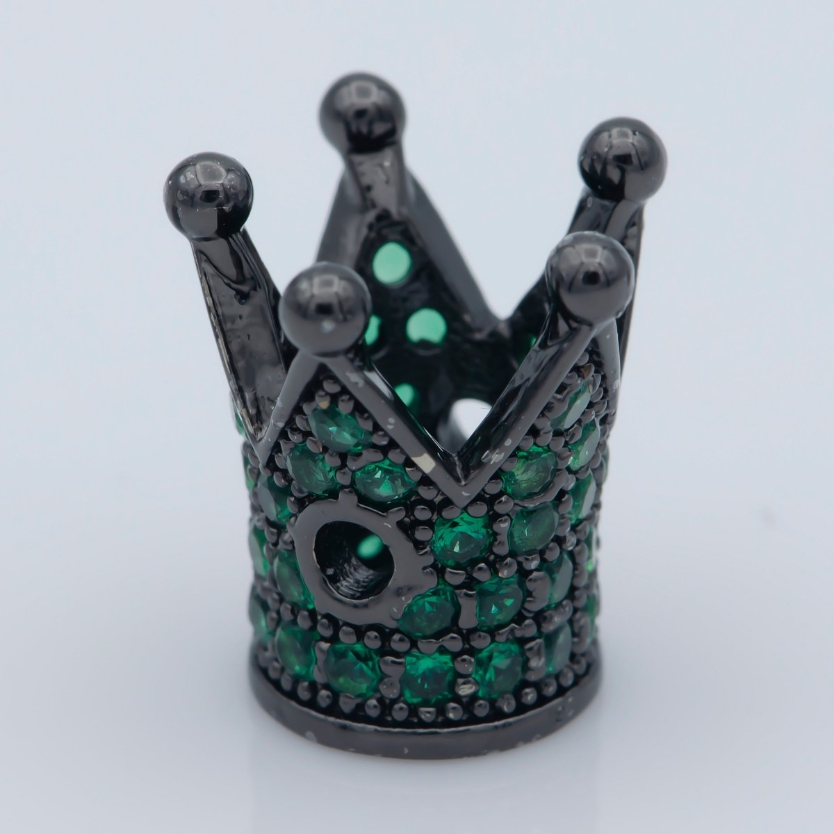 Mini Black Gold Silver Crown Beads CZ Green Crystal Small Simple King Queen Crown Model Jewelry Making Beads B-207, B-566, B-567 - DLUXCA