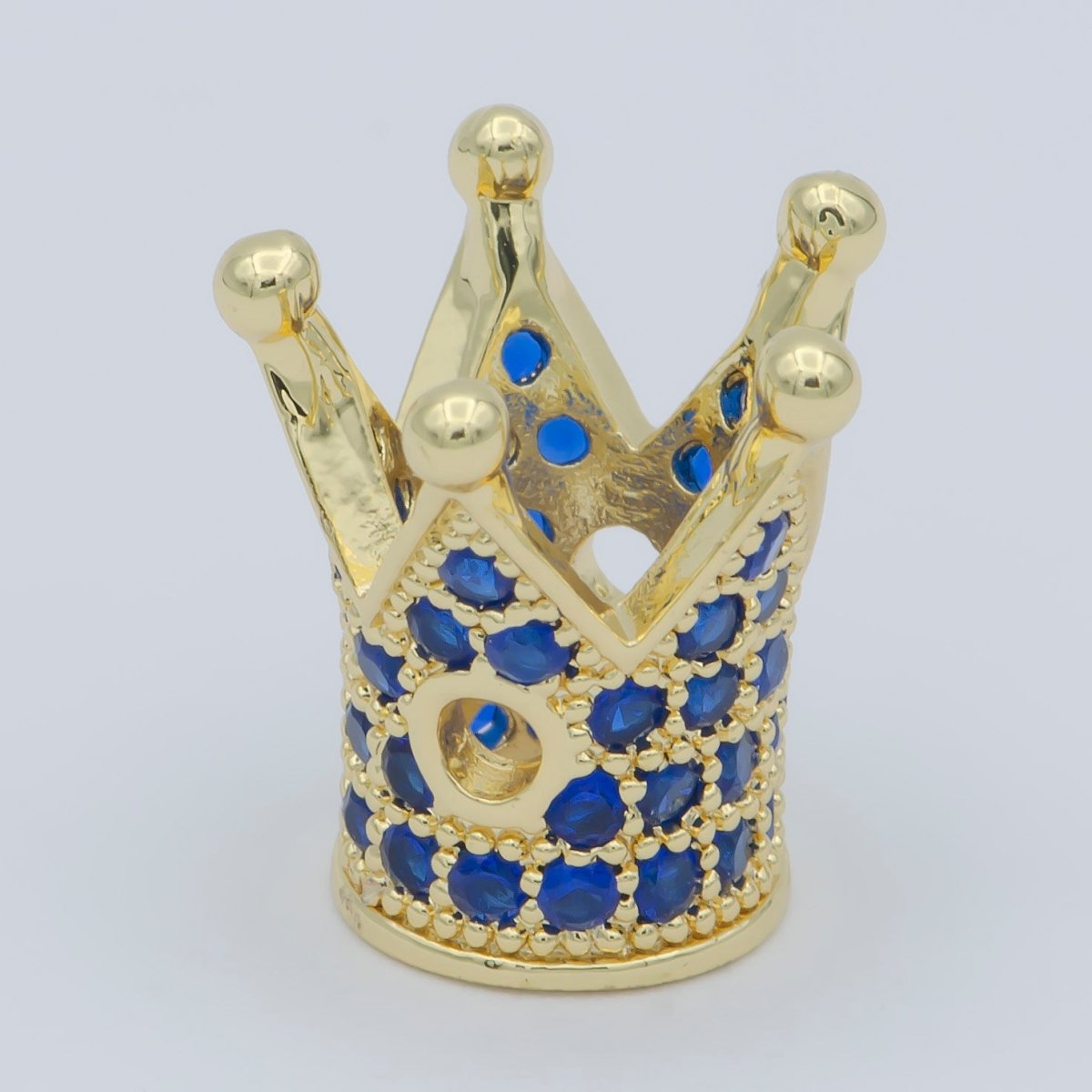 Mini Black Silver Gold Crown Beads with CZ Blue Crystal Small Simple King Queen Crown Model Jewelry Making Beads B-212, B-564, B-565 - DLUXCA
