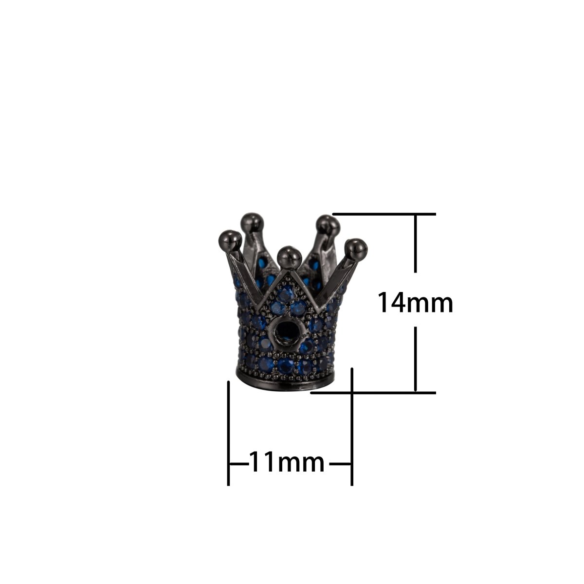 Mini Black Silver Gold Crown Beads with CZ Blue Crystal Small Simple King Queen Crown Model Jewelry Making Beads B-212, B-564, B-565 - DLUXCA