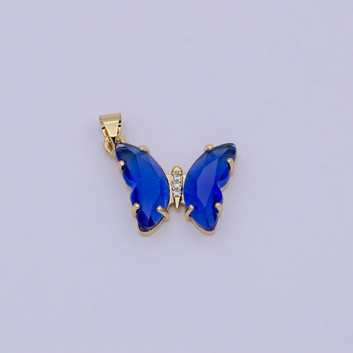 Mini Blue Butterfly Pendant in 24k Gold Filled Finding I-168 - DLUXCA