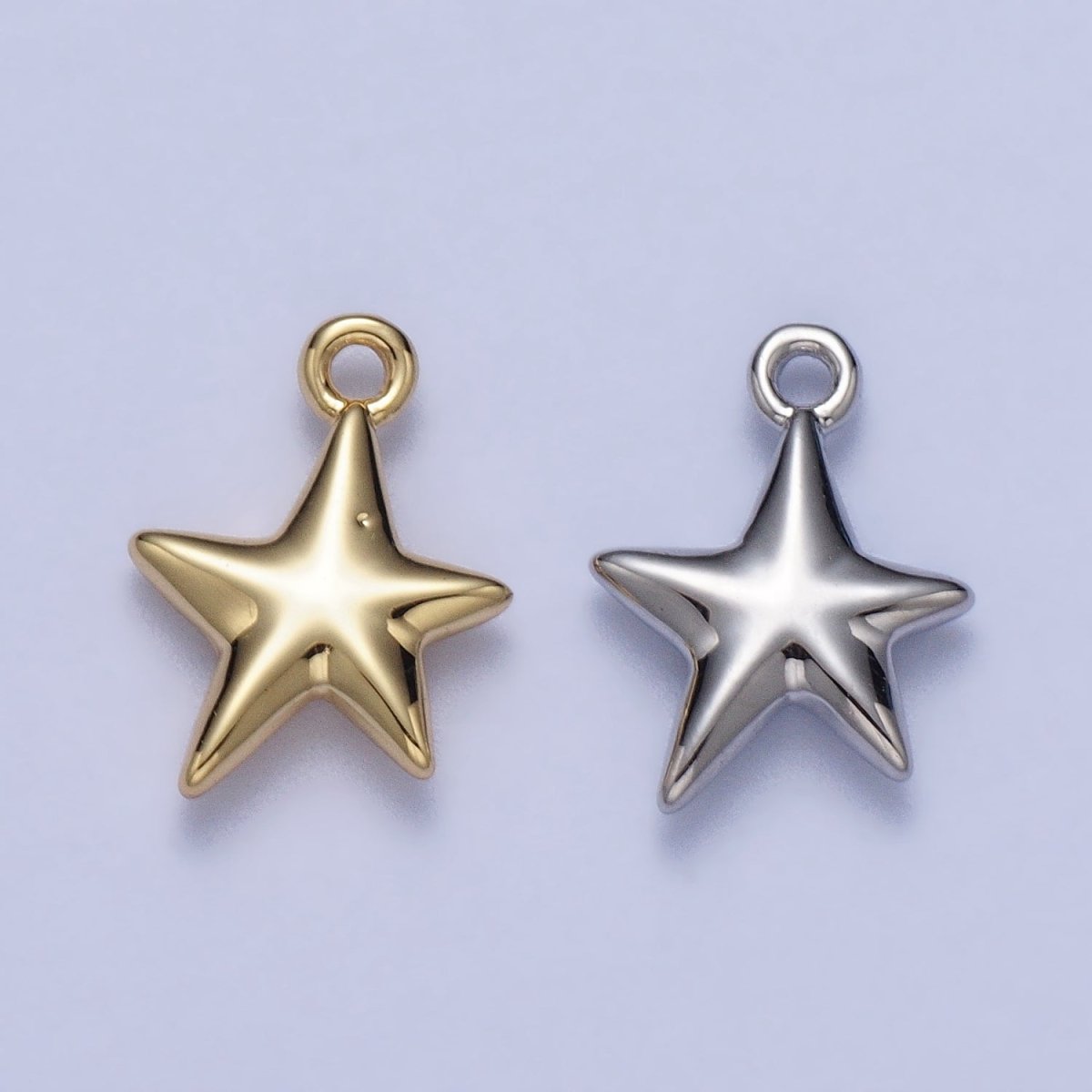 Mini Celestial Puffed Star Add-On Charm in Gold & Silver | AC-036 AC-037 - DLUXCA
