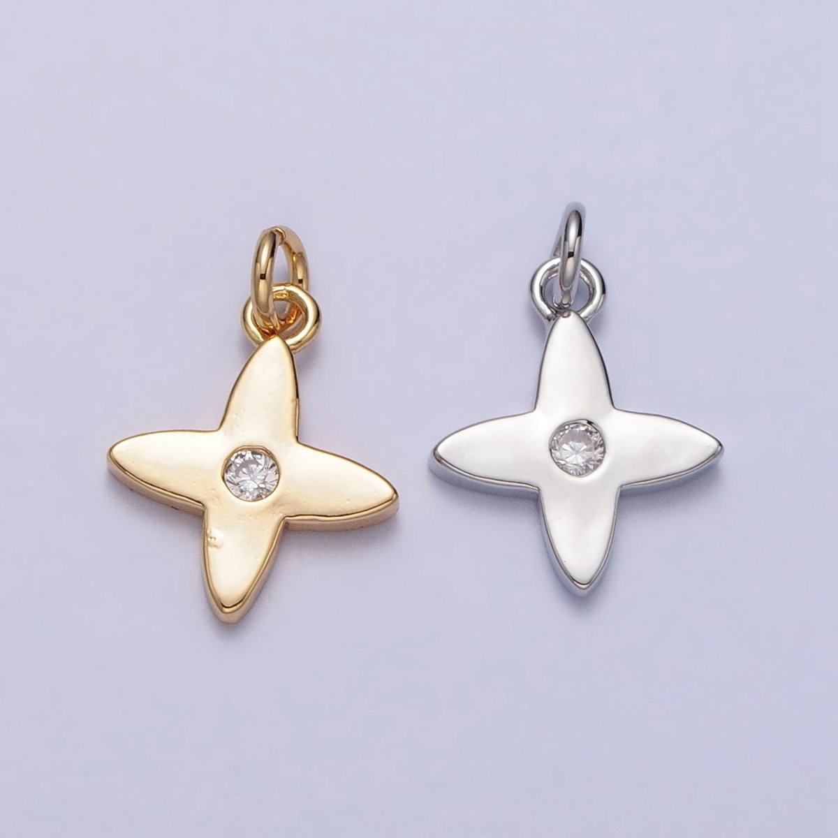 Mini Celestial Star Blossom Flower CZ Charm in Gold & Silver | AC224 AC303 - DLUXCA
