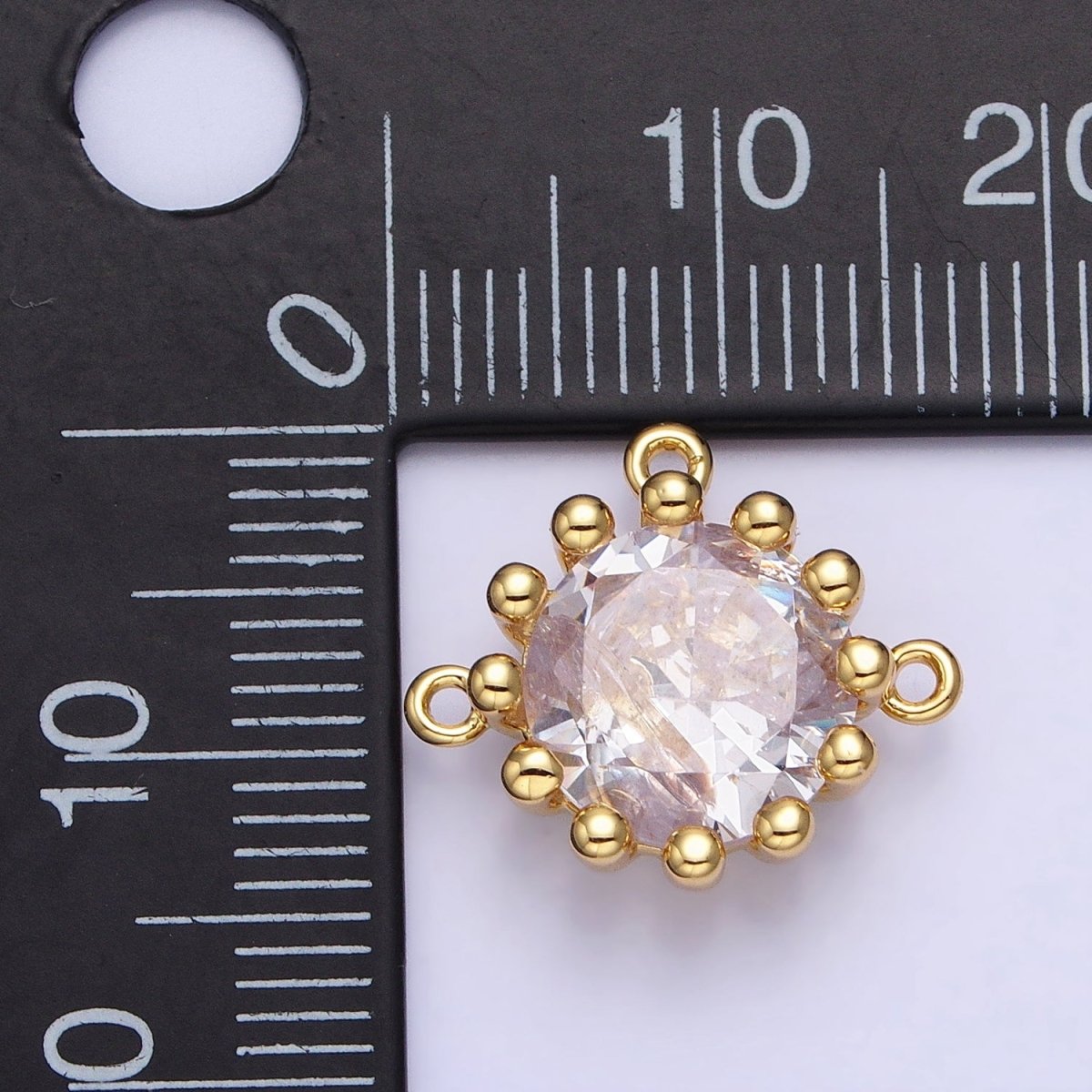 Mini Clear 17mm Round CZ Cubic Zirconia Dotted Triple Loop Link Connector | AA919 - DLUXCA