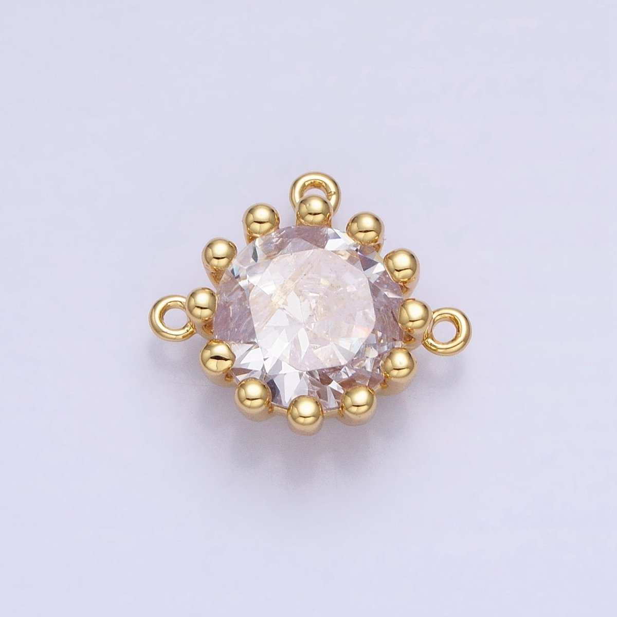 Mini Clear 17mm Round CZ Cubic Zirconia Dotted Triple Loop Link Connector | AA919 - DLUXCA