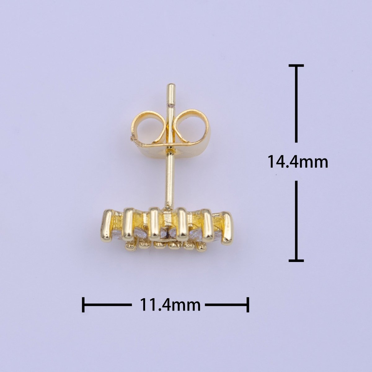 Mini Clear Marquise CZ Cubic Zirconia Lined Gold Stud Earrings | Y-223 - DLUXCA