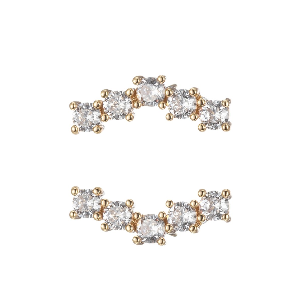 Mini Connected Crystal String Studs Earring CZ Crystal Stones Lining on Daily Wear Earring Jewelry P-196 - DLUXCA
