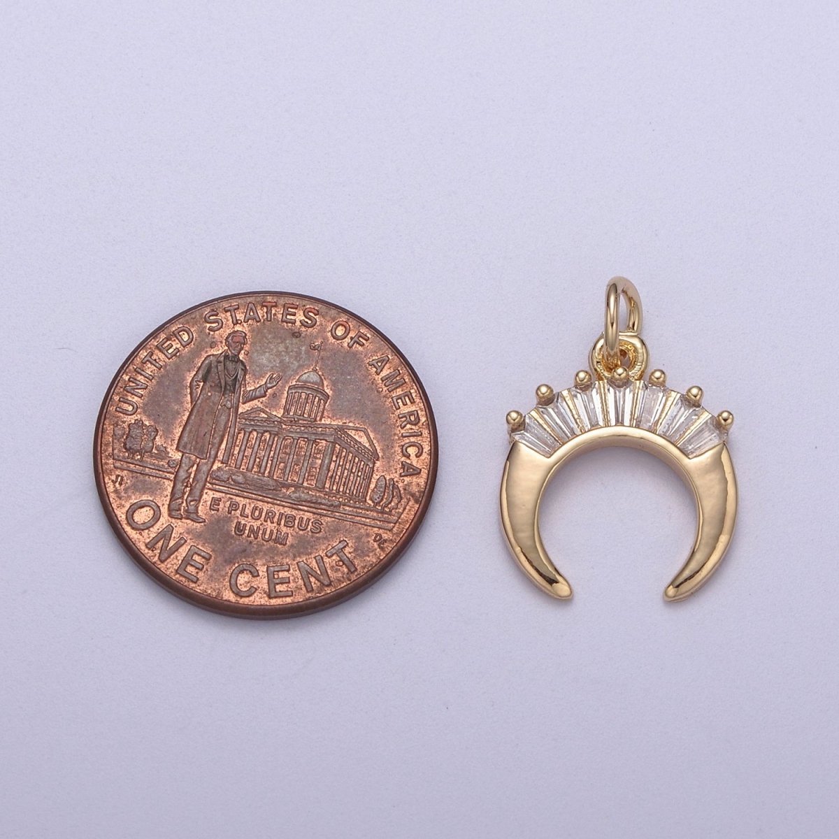 Mini Crescent Moon Horn Charm 16K Gold Filled Upside Down Tusk Moon Pendant Bohemian Boho C Shape Curve Gold Moon Charm N-295 - DLUXCA