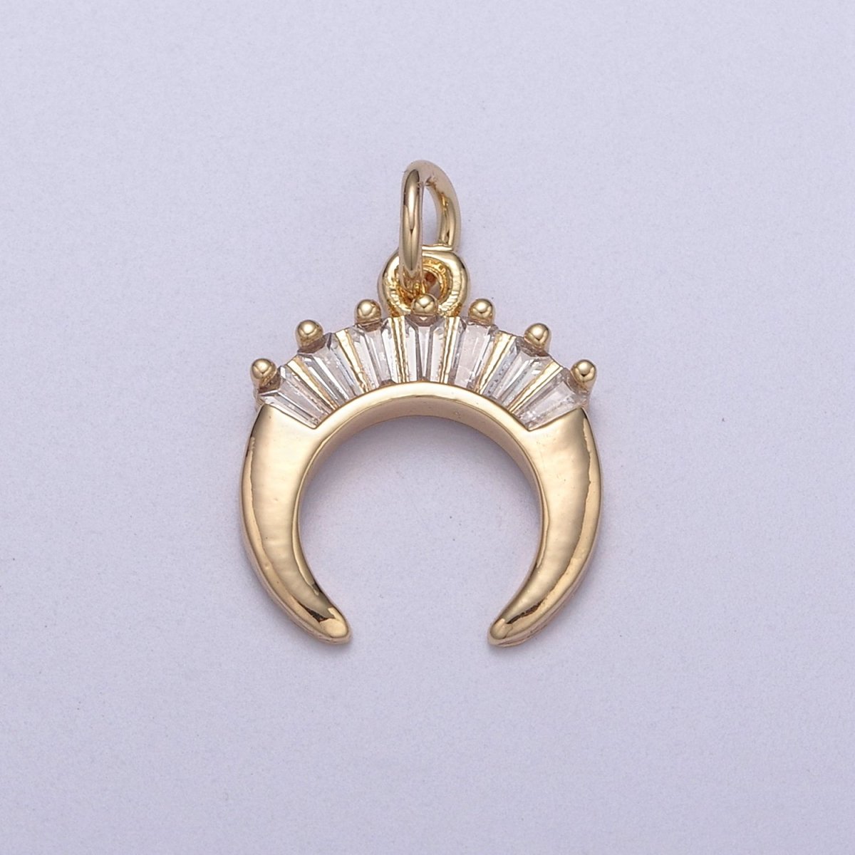 Mini Crescent Moon Horn Charm 16K Gold Filled Upside Down Tusk Moon Pendant Bohemian Boho C Shape Curve Gold Moon Charm N-295 - DLUXCA