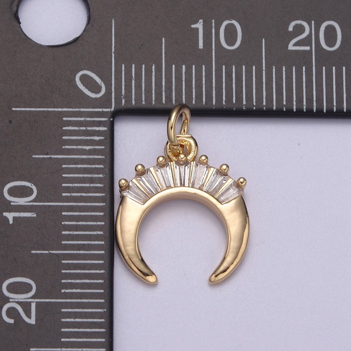 Mini Crescent Moon Horn Charm 16K Gold Filled Upside Down Tusk Moon Pendant Bohemian Boho C Shape Curve Gold Moon Charm N-295 - DLUXCA