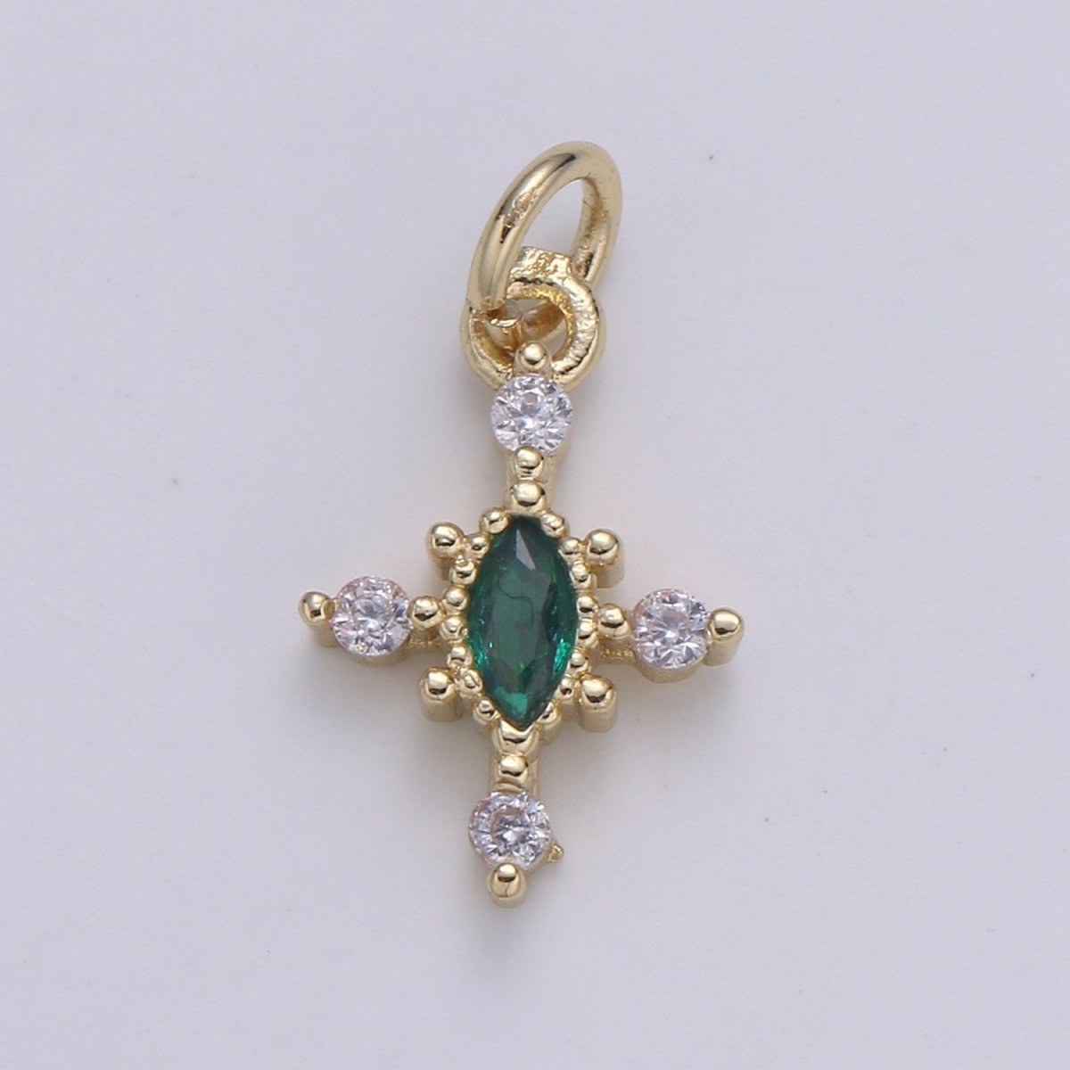 Mini Cross Charm Micro Pave Eye 24K Gold Filled Cross Charm, Cubic Zirconia Cluster Charm for Necklace Earring Bracelet Jewelry Making E-233-E-236 - DLUXCA