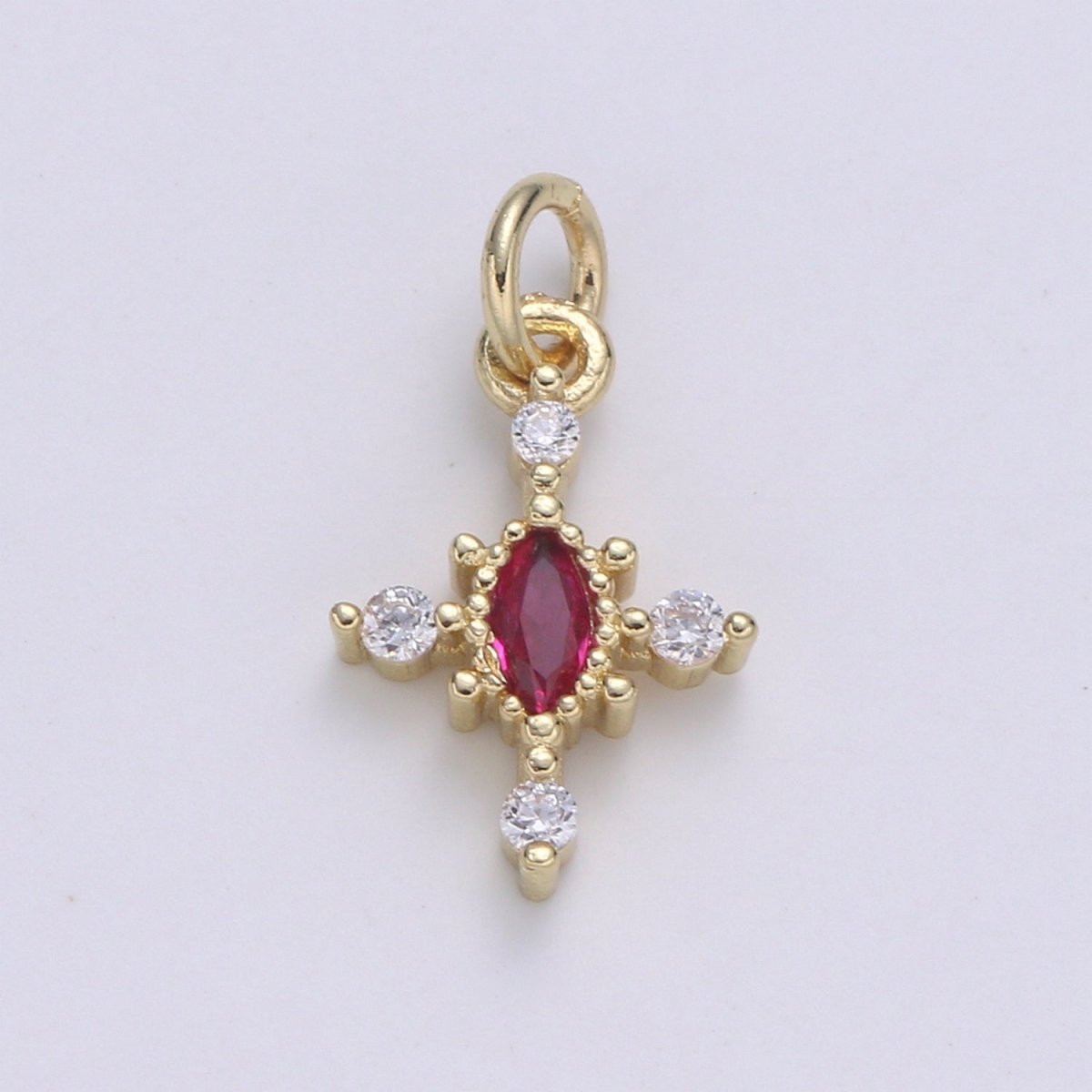 Mini Cross Charm Micro Pave Eye 24K Gold Filled Cross Charm, Cubic Zirconia Cluster Charm for Necklace Earring Bracelet Jewelry Making E-233-E-236 - DLUXCA