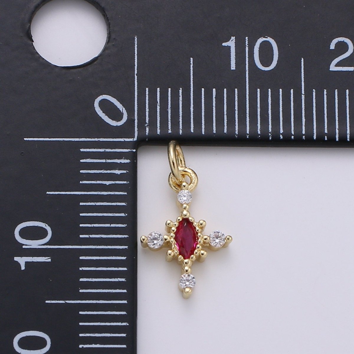 Mini Cross Charm Micro Pave Eye 24K Gold Filled Cross Charm, Cubic Zirconia Cluster Charm for Necklace Earring Bracelet Jewelry Making E-233-E-236 - DLUXCA