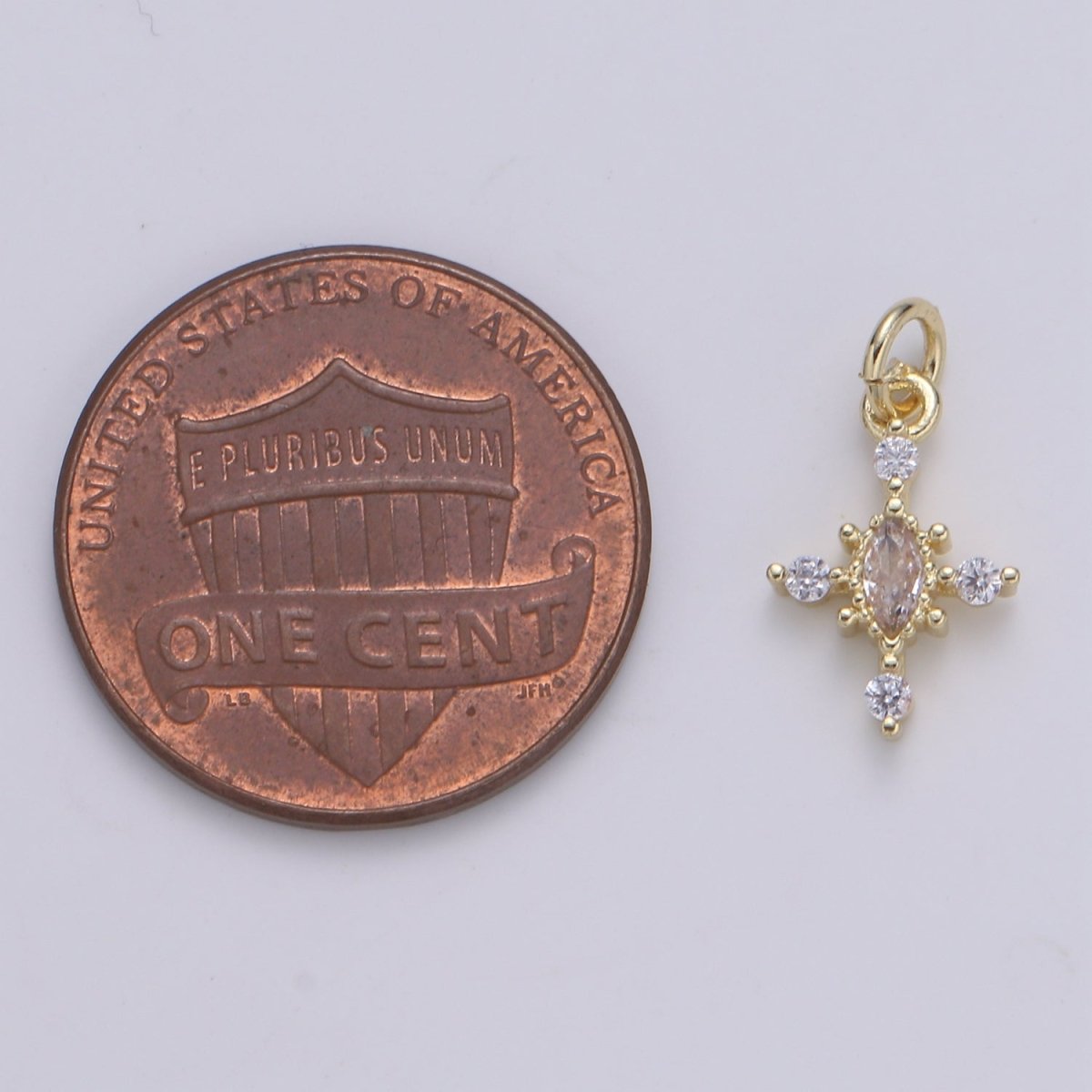 Mini Cross Charm Micro Pave Eye 24K Gold Filled Cross Charm, Cubic Zirconia Cluster Charm for Necklace Earring Bracelet Jewelry Making E-233-E-236 - DLUXCA